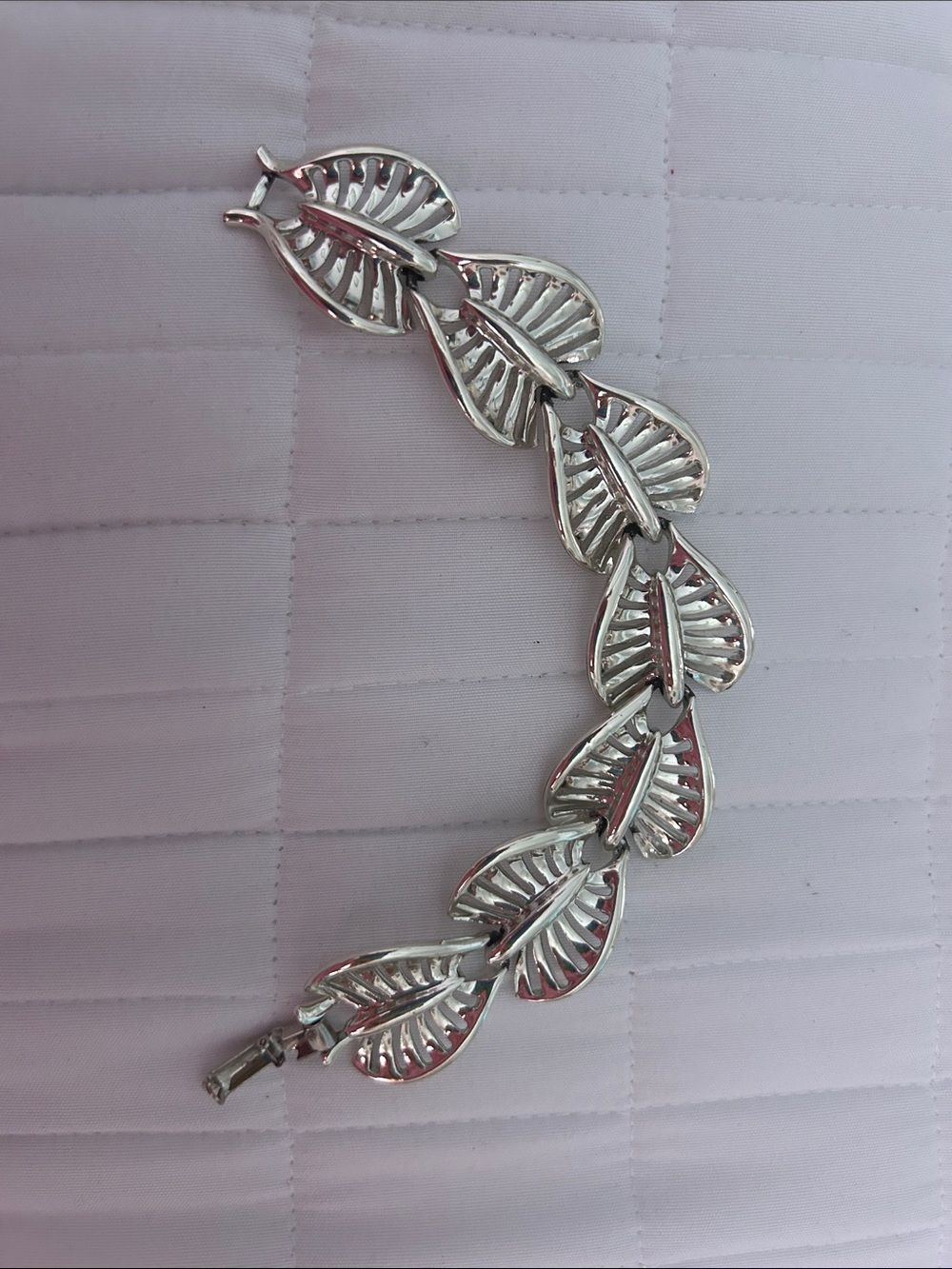 Coro Silver-Tone Leaf Toggle Bracelet